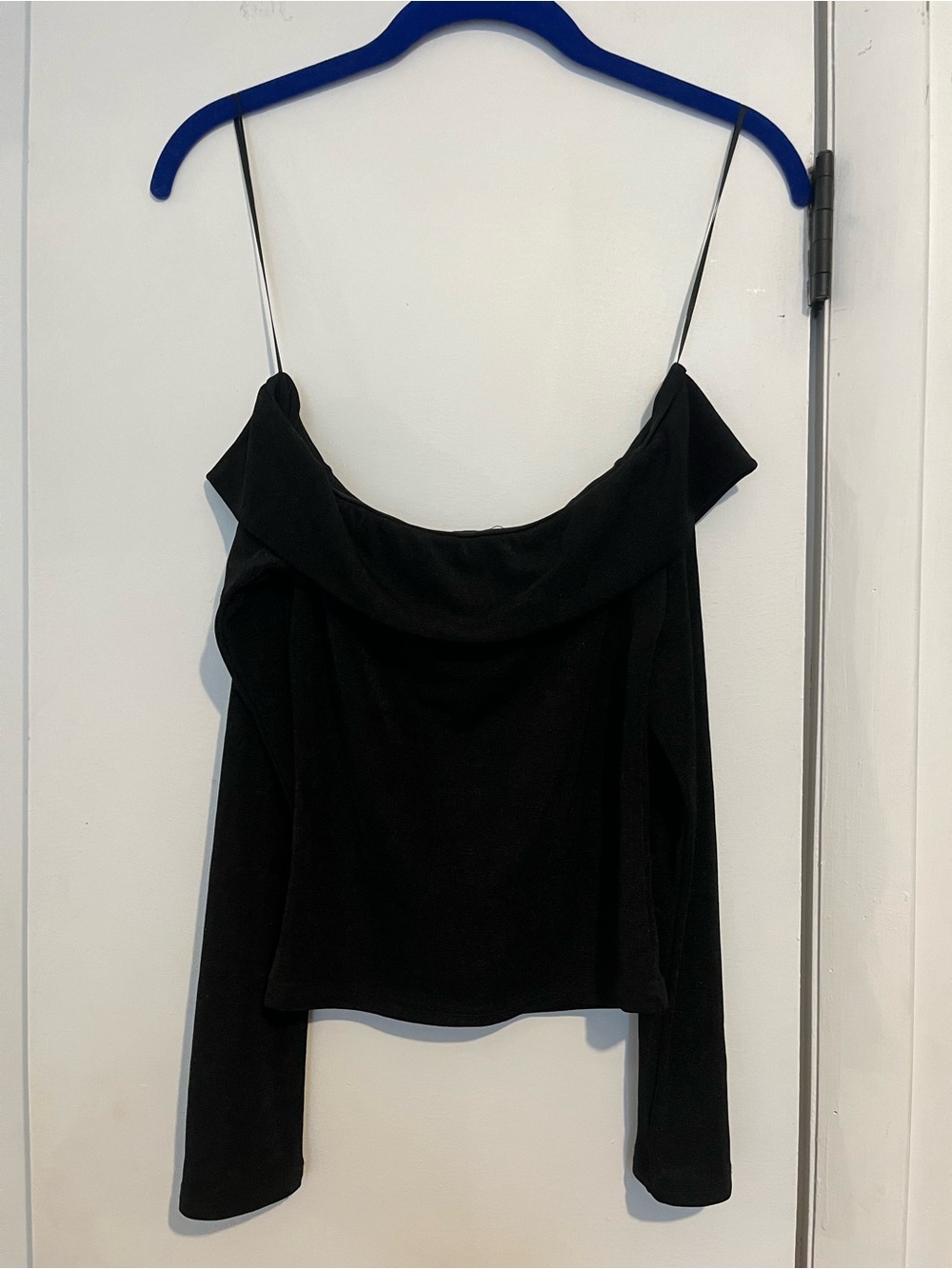 Motel Rocks Black Off-Shoulder Camisole with Draped Neckline